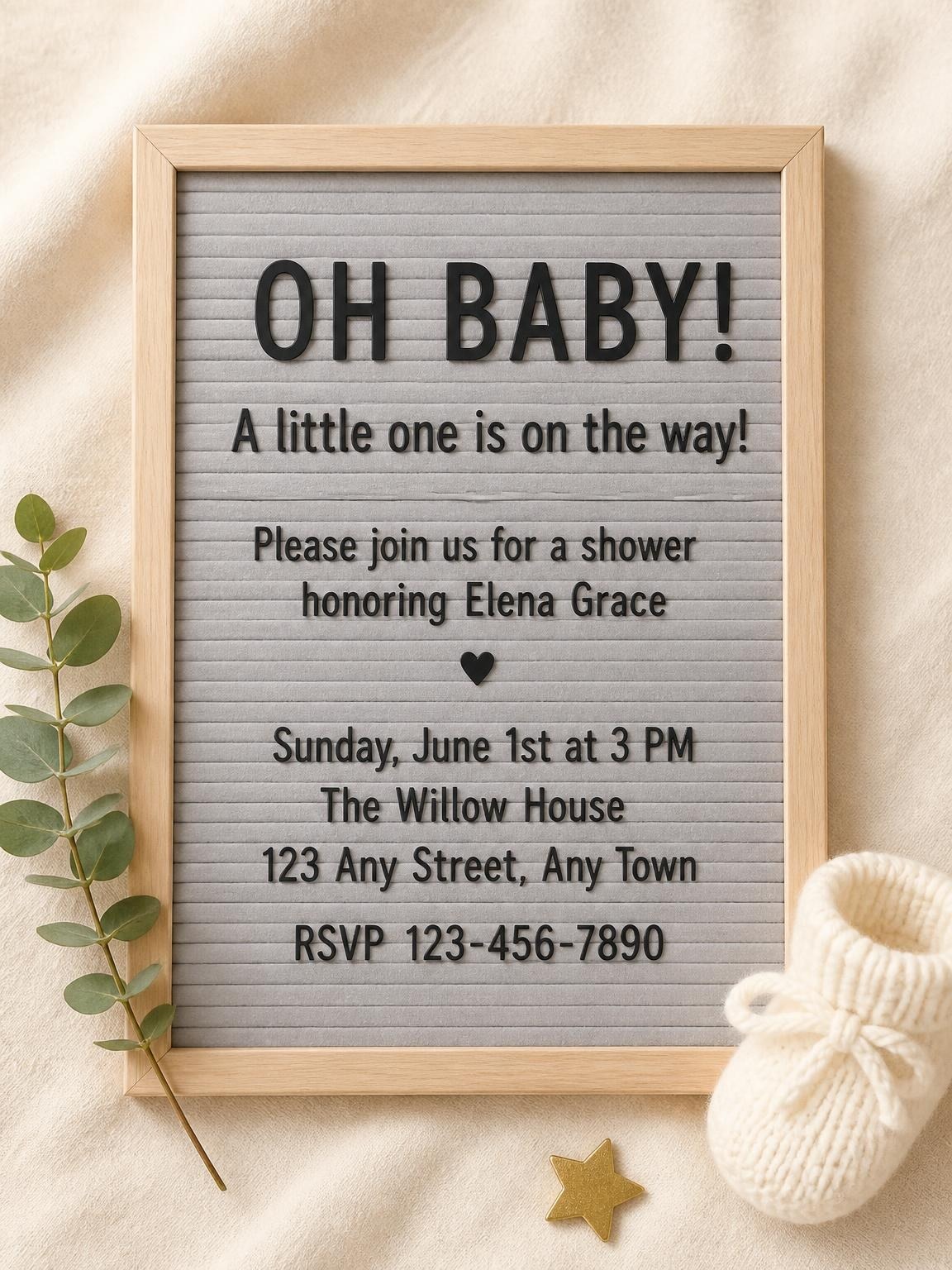 Grey Felt Board Baby Shower