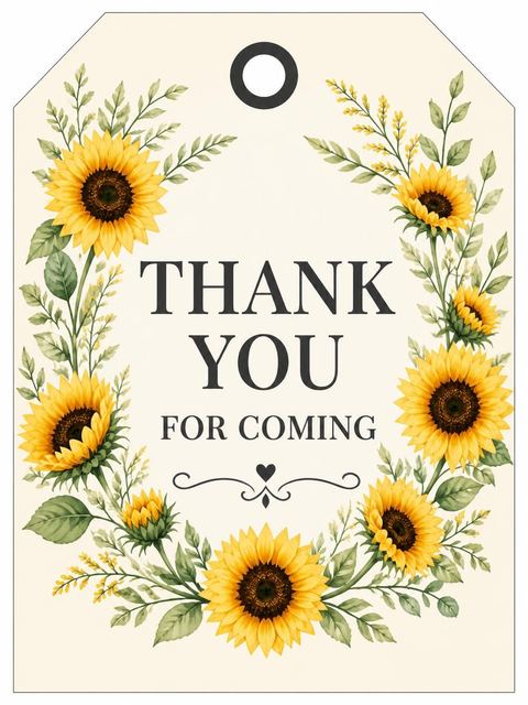 Thank-you flat in the Watercolor Sunflower Monogram 6th Birthday Invitation design
