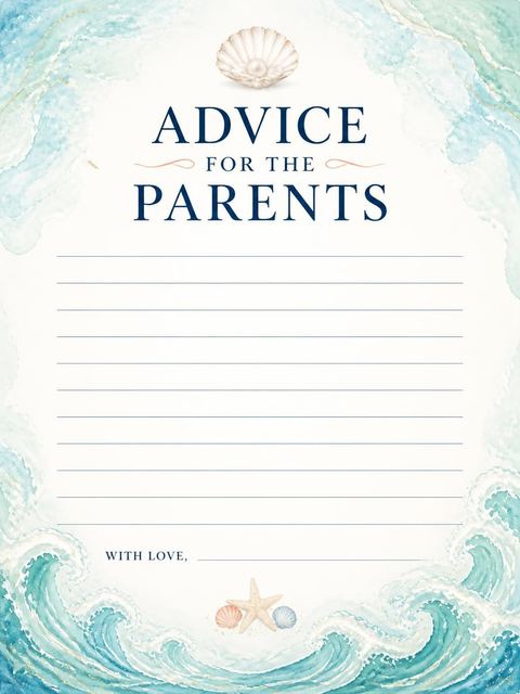 Advice card in the Teal Watercolor Pearl Baby Shower design