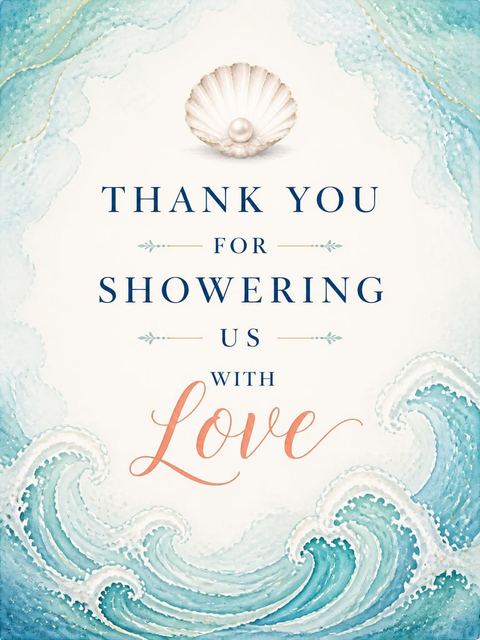 Thank-you flat in the Teal Watercolor Pearl Baby Shower design