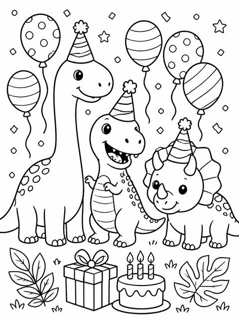 Coloring sheet in the Watercolor Dino Party Invitation design