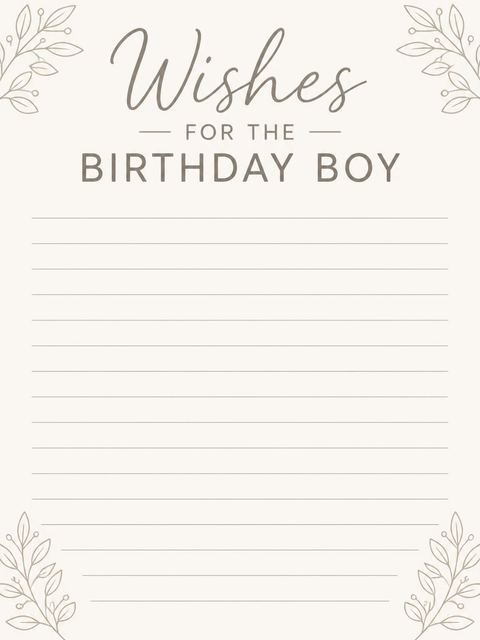 Wishes page in the Minimalist Taupe and Cream Birthday design