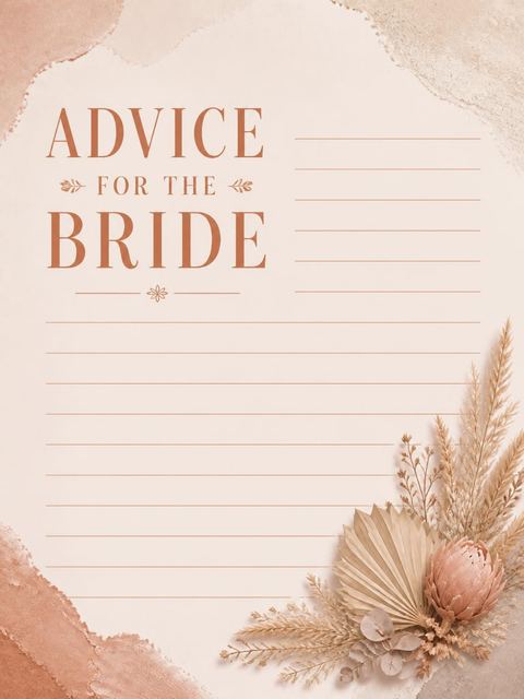 Advice card in the Terracotta Plaster Dried Botanical Bridal Shower design