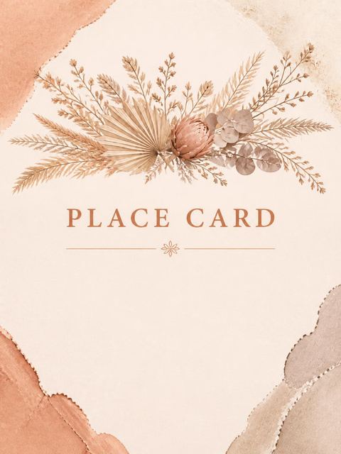 Place card in the Terracotta Plaster Dried Botanical Bridal Shower design