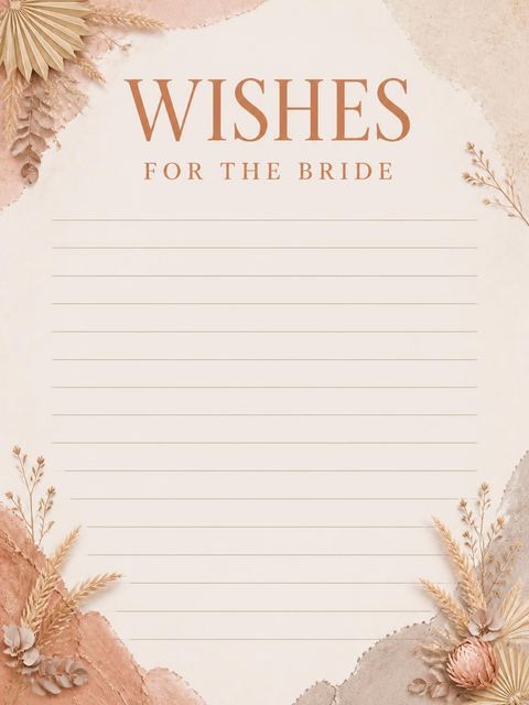 Wishes page in the Terracotta Plaster Dried Botanical Bridal Shower design