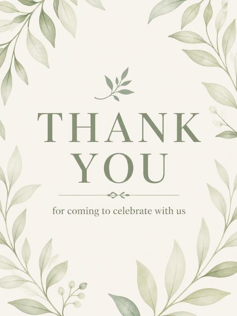 Thank-you flat in the Sage Green Minimalist Milestone Birthday design
