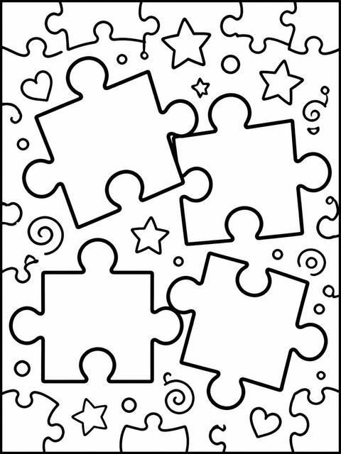 Coloring sheet in the Crayon Puzzle Piece 9th Birthday Invitation design