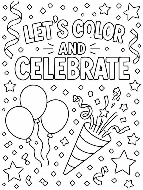 Coloring sheet in the Confetti Star Primary 13th Birthday Invitation design