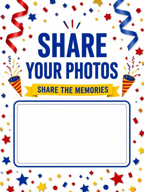Hashtag card in the Confetti Star Primary 13th Birthday Invitation design