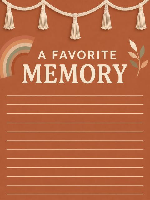 Memory card in the Burnt Orange Macrame Arch 25th Birthday design