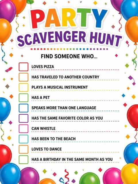 Scavenger hunt in the Rainbow Foil Balloon 35th Birthday design