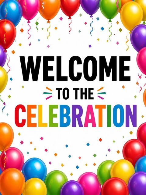 Welcome sign in the Rainbow Foil Balloon 35th Birthday design