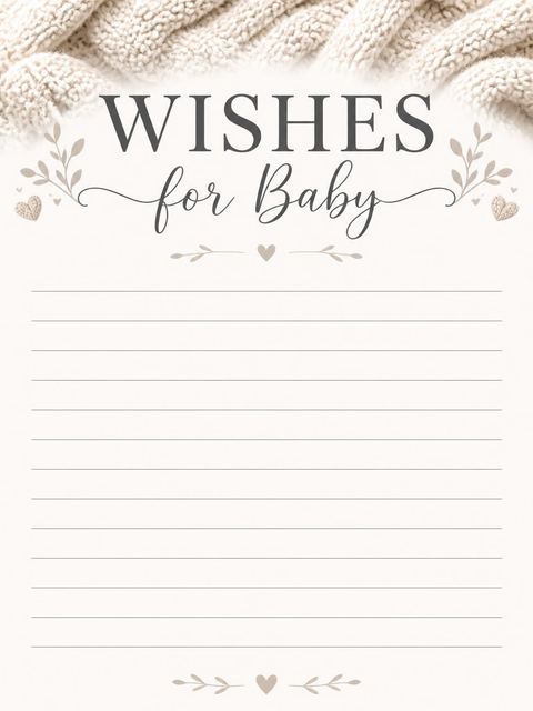 Wishes page in the Cream Cable Knit Baby Shower design