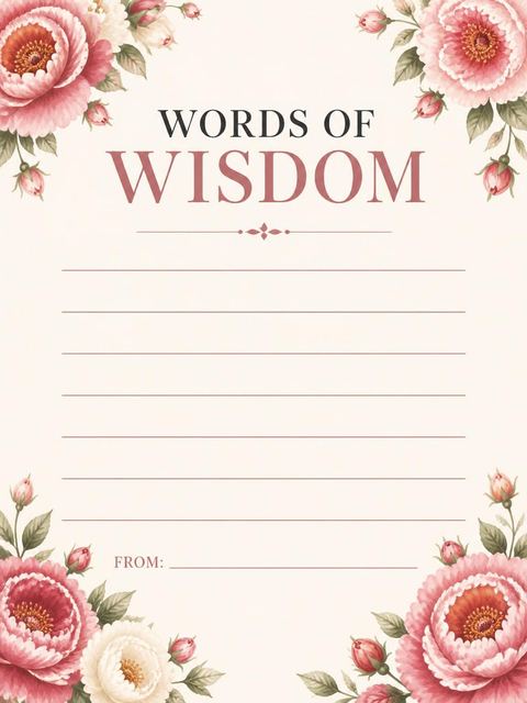 Advice card in the Dusty Rose Peony 60th Birthday design