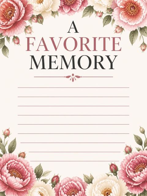 Memory card in the Dusty Rose Peony 60th Birthday design