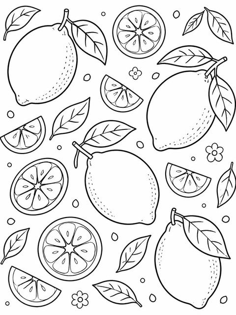 Coloring sheet in the Watercolor Lemon Citrus 2nd Birthday Invitation design