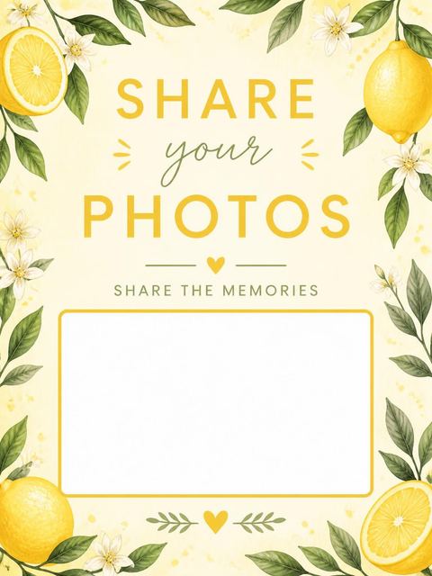 Hashtag card in the Watercolor Lemon Citrus 2nd Birthday Invitation design