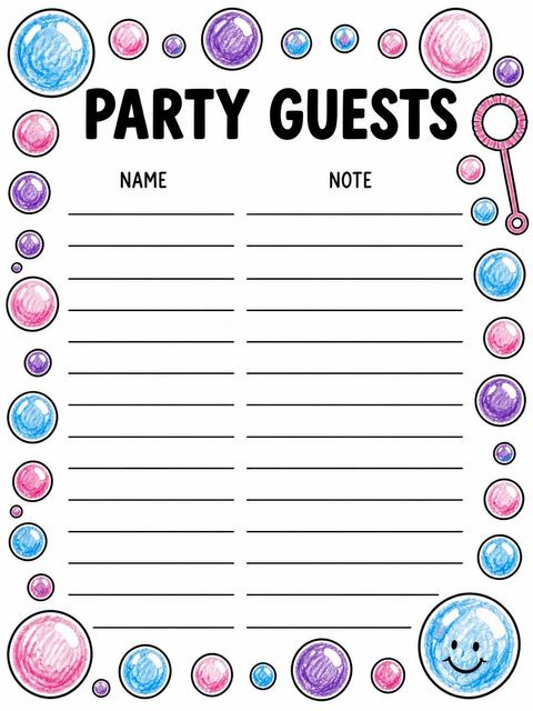 Guest sign-in sheet in the Crayon Sketch Bubble 8th Birthday design