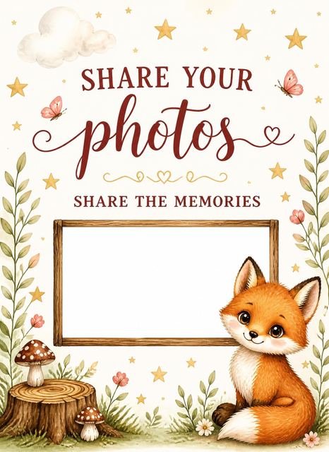 Hashtag card in the Watercolor Woodland Fox 3rd Birthday design