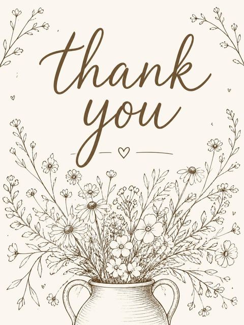 Thank-you flat in the Cream Ink Wildflower 90th Birthday design