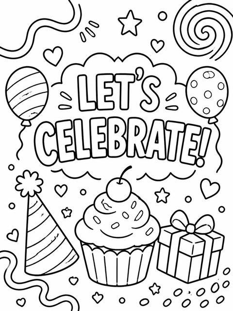 Coloring sheet in the Pastel Shape First Birthday Invitation design