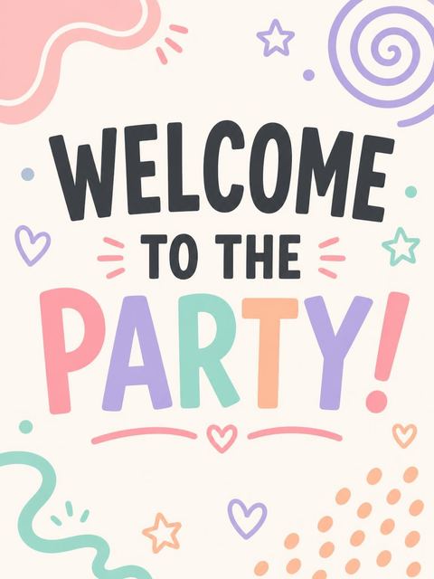 Welcome sign in the Pastel Shape First Birthday Invitation design