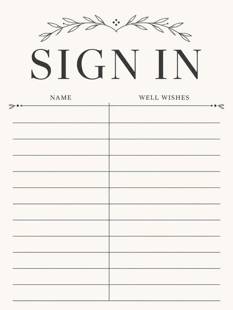 Guest sign-in sheet in the Cream Charcoal Olive Laurel 85th Birthday design