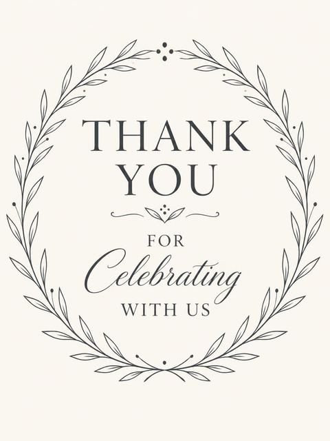 Thank-you flat in the Cream Charcoal Olive Laurel 85th Birthday design