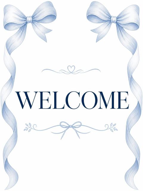 Welcome sign in the Blue Watercolor Ribbon Bridal Shower design