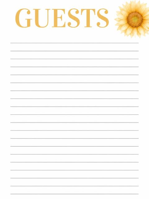 Guest sign-in sheet in the Watercolor Sunflower First Birthday Invitation design