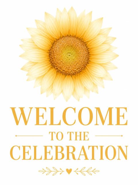 Welcome sign in the Watercolor Sunflower First Birthday Invitation design