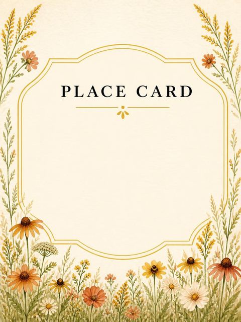 Place card in the Autumn Watercolor Wildflower Bridal Shower design