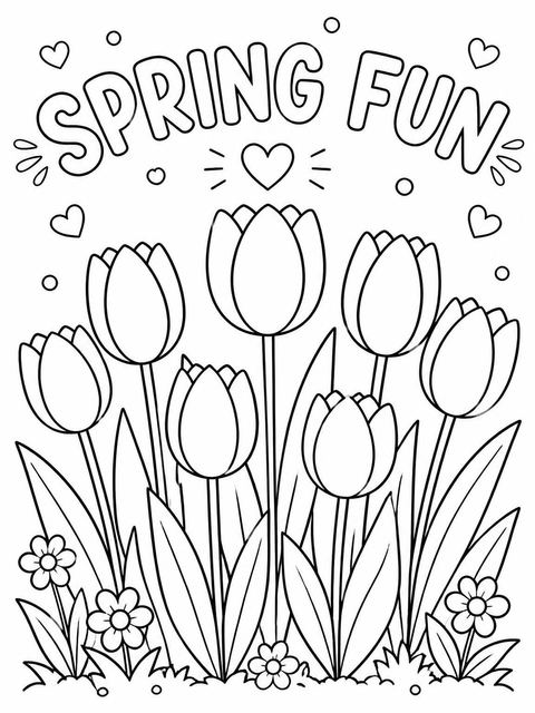 Coloring sheet in the Pink and Yellow Tulip 2nd Birthday design