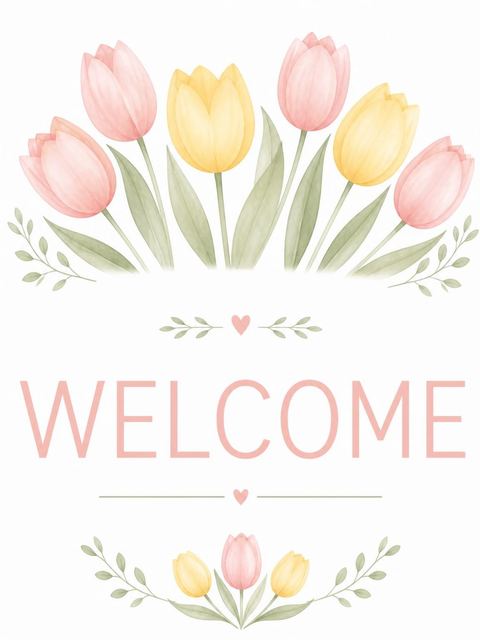 Welcome sign in the Pink and Yellow Tulip 2nd Birthday design