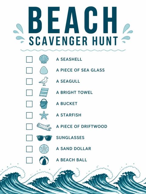 Scavenger hunt in the Navy Wave Graphic Summer Party design