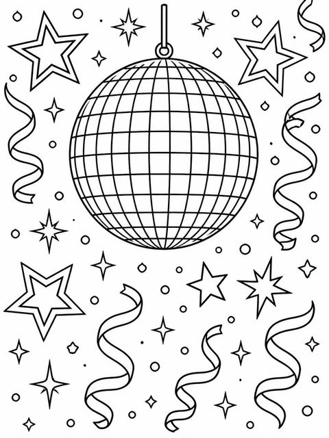 Coloring sheet in the Pink Disco Ball 16th Birthday design