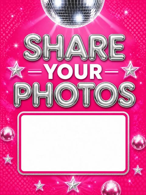 Hashtag card in the Pink Disco Ball 16th Birthday design