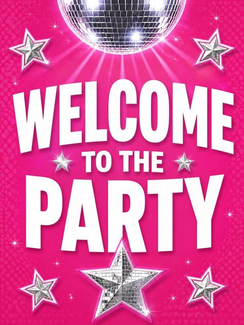 Welcome sign in the Pink Disco Ball 16th Birthday design