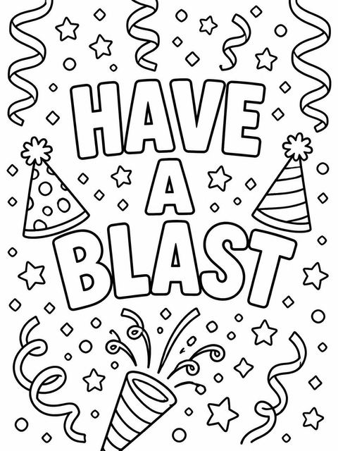 Coloring sheet in the Confetti Streamer Primary 16th Birthday Invitation design
