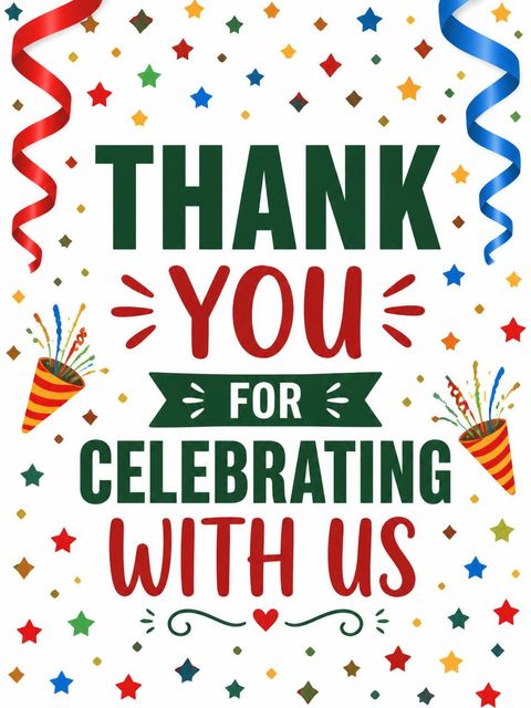 Thank-you flat in the Confetti Streamer Primary 16th Birthday Invitation design