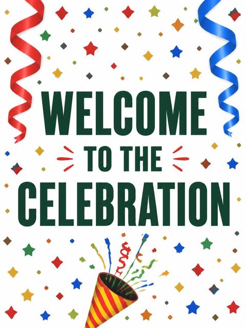 Welcome sign in the Confetti Streamer Primary 16th Birthday Invitation design