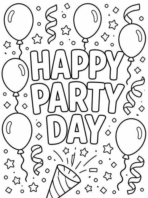 Coloring sheet in the Primary Balloon 18th Birthday Invitation design