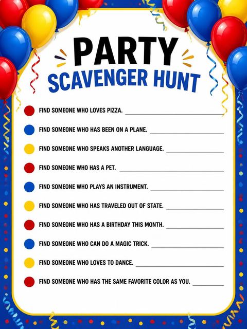 Scavenger hunt in the Primary Balloon 18th Birthday Invitation design