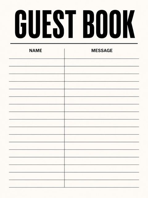 Guest sign-in sheet in the Minimalist Black and Cream 30th Birthday Invitation design