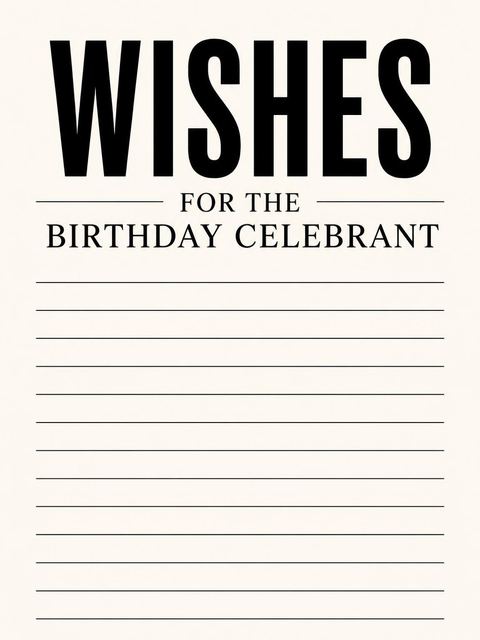 Wishes page in the Minimalist Black and Cream 30th Birthday Invitation design