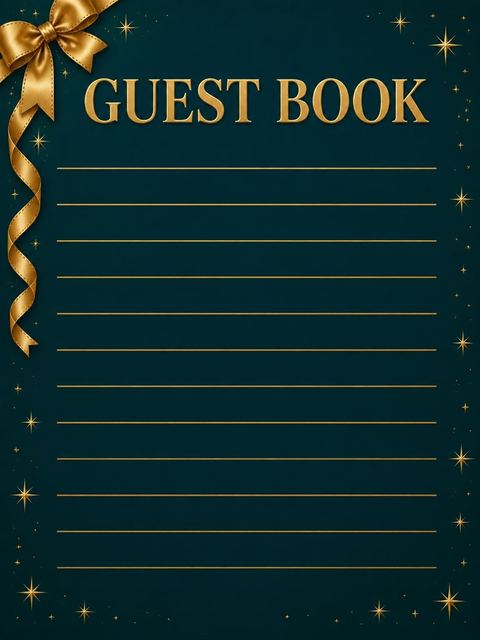 Guest sign-in sheet in the Teal and Gold Ribbon 70th Birthday design