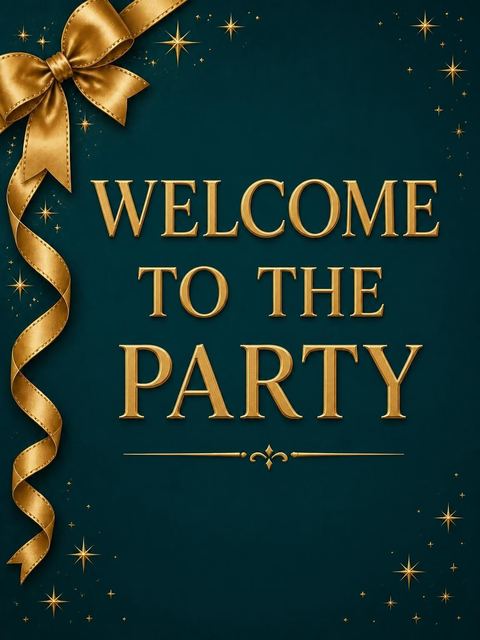 Welcome sign in the Teal and Gold Ribbon 70th Birthday design