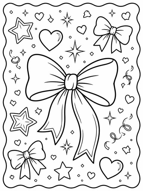 Coloring sheet in the Cream and Red Bow 10th Birthday Invitation design