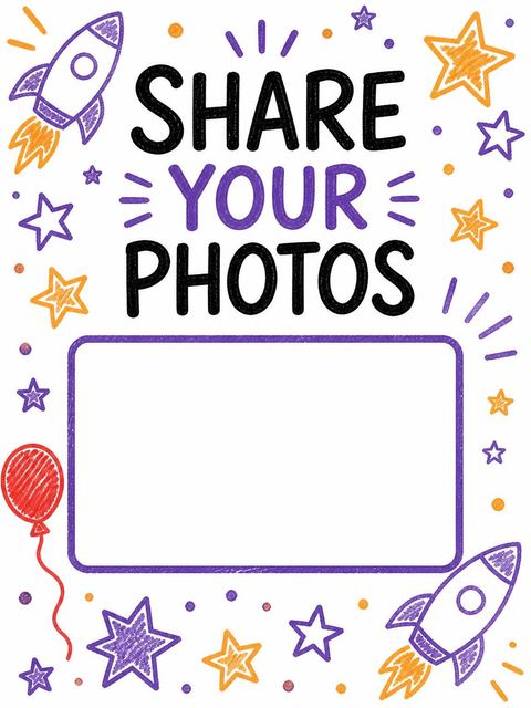 Hashtag card in the Crayon Space Rocket 4th Birthday design