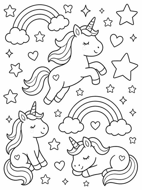 Coloring sheet in the Crayon Unicorn Star 1st Birthday design